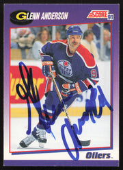 Glenn Anderson Autographed 1991-92 Score Card #47 Edmonton Oilers SKU #258522
