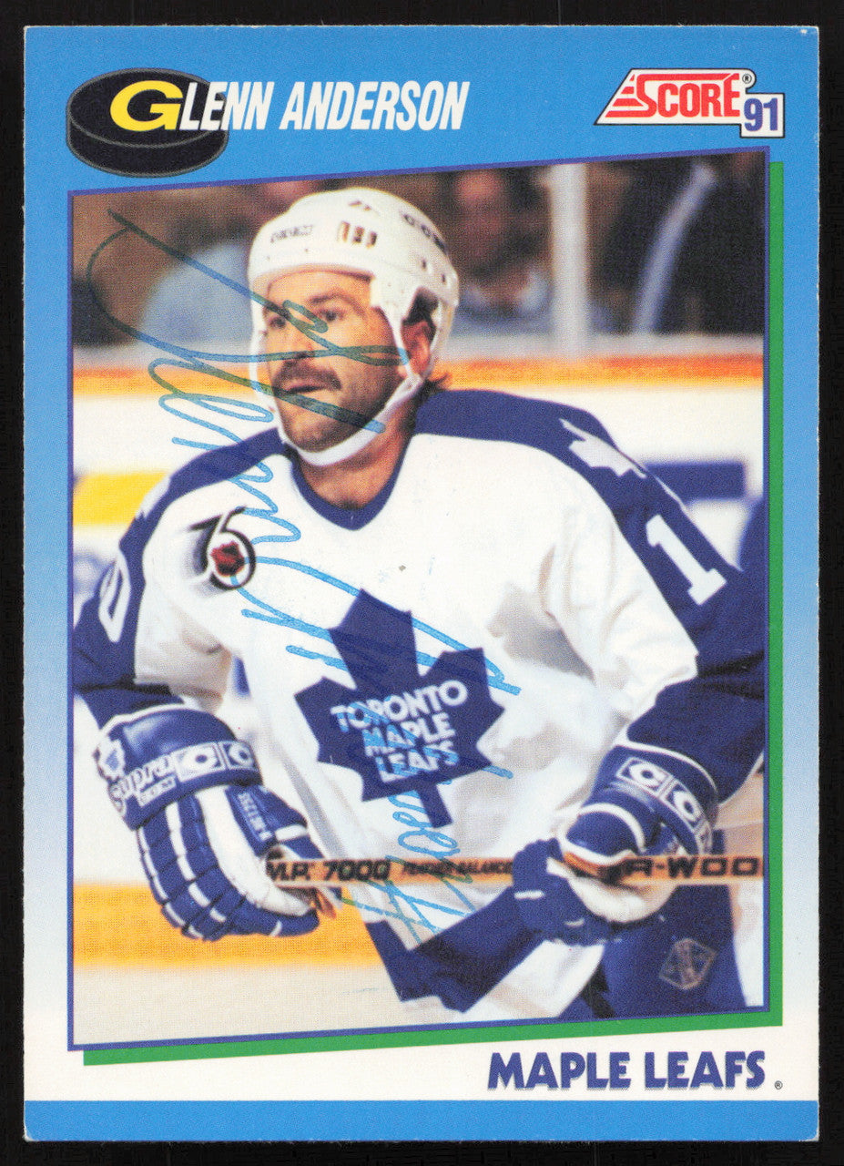 Glenn Anderson Autographed 1991-92 Score Card #611 Toronto Maple Leafs SKU #258524