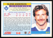 Glenn Anderson Autographed 1991-92 Score Card #611 Toronto Maple Leafs SKU #258524