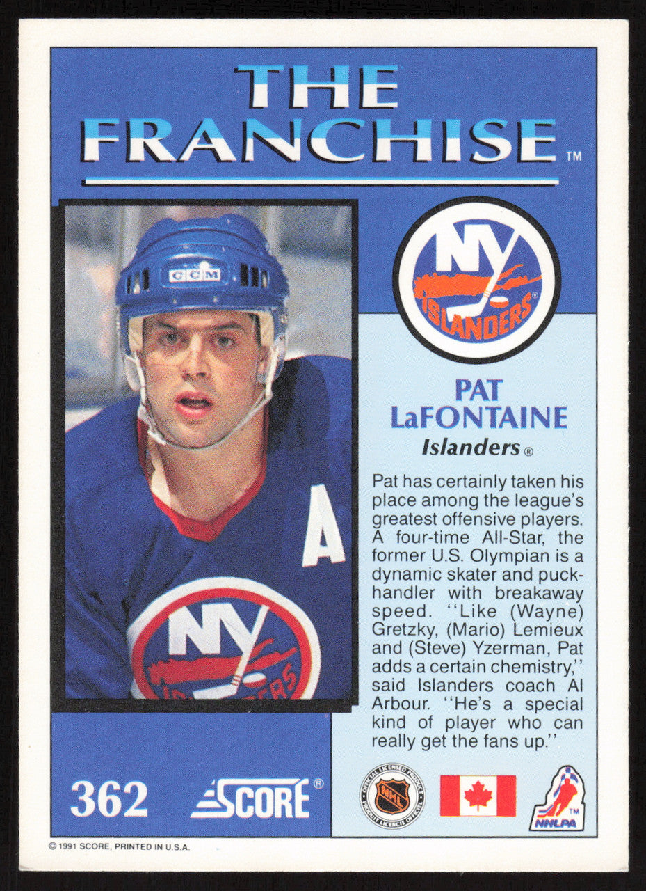 Pat LaFontaine Autographed 1991-92 Score Card #362 New York Islanders SKU #258526