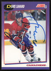 Denis Savard Autographed 1991-92 Score Card #165 Montreal Canadiens SKU #258528