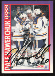 Dale Hawerchuk Autographed 1991-92 Score Card #376 Buffalo Sabres SKU #258529