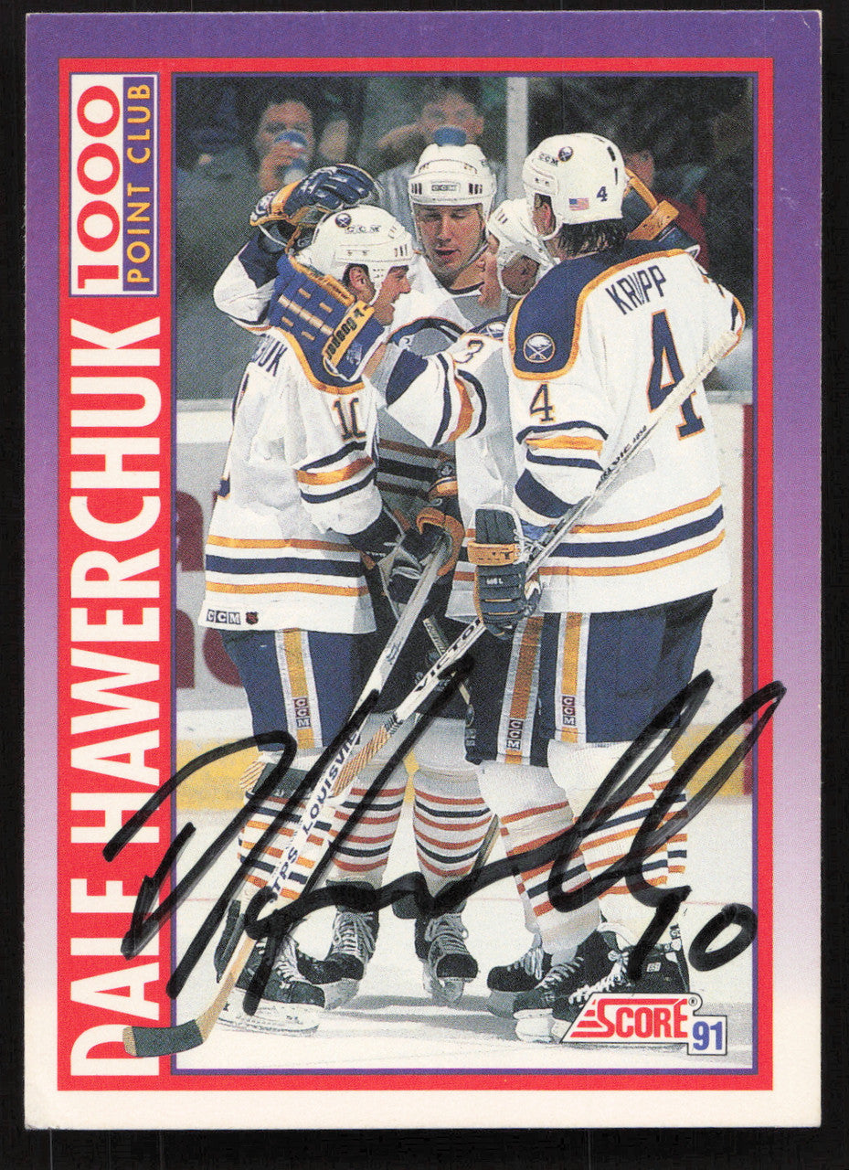 Dale Hawerchuk Autographed 1991-92 Score Card #376 Buffalo Sabres SKU #258529