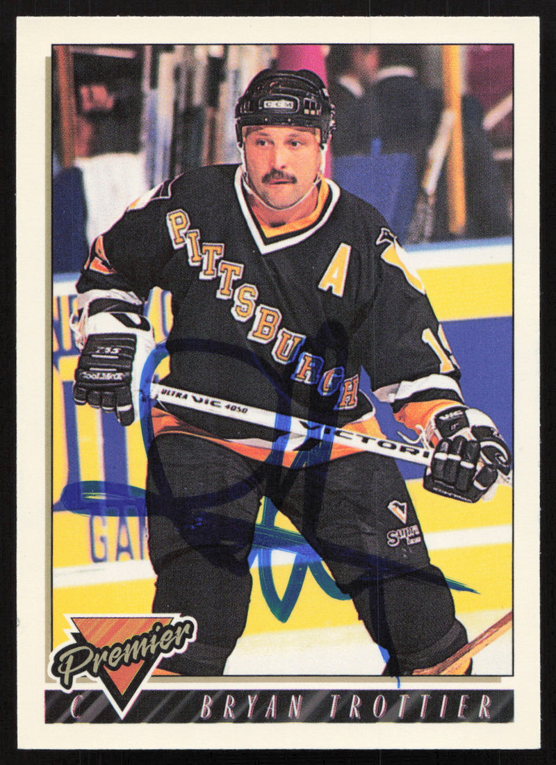 Bryan Trottier Autographed 1993-94 Topps Premier Card #296 Pittsburgh Penguins SKU #258536