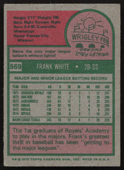 Frank White Autographed 1975 Topps Card #569 Kansas City Royals SKU #258569