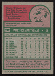 Gorman Thomas Autographed 1975 Topps Card #532 Milwaukee Brewers SKU #258570