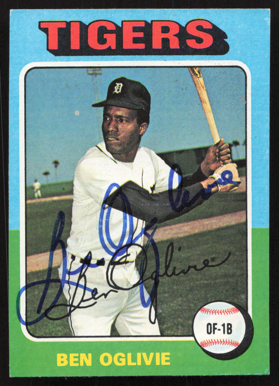 Ben Oglivie Autographed 1975 Topps Mini Card #344 Detroit Tigers SKU #258573
