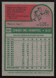 Ed Kranepool Autographed 1975 Topps Card #324 New York Mets SKU #258574