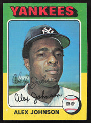 Alex Johnson Autographed 1975 Topps Card #534 New York Yankees SKU #258594