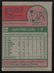Pete LaCock Autographed 1975 Topps Card #494 Chicago Cubs SKU #258598