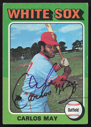 Carlos May Autographed 1975 Topps Card #480 Chicago White Sox SKU #258599