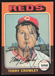 Terry Crowley Autographed 1975 Topps Card #447 Cincinnati Reds SKU #258602