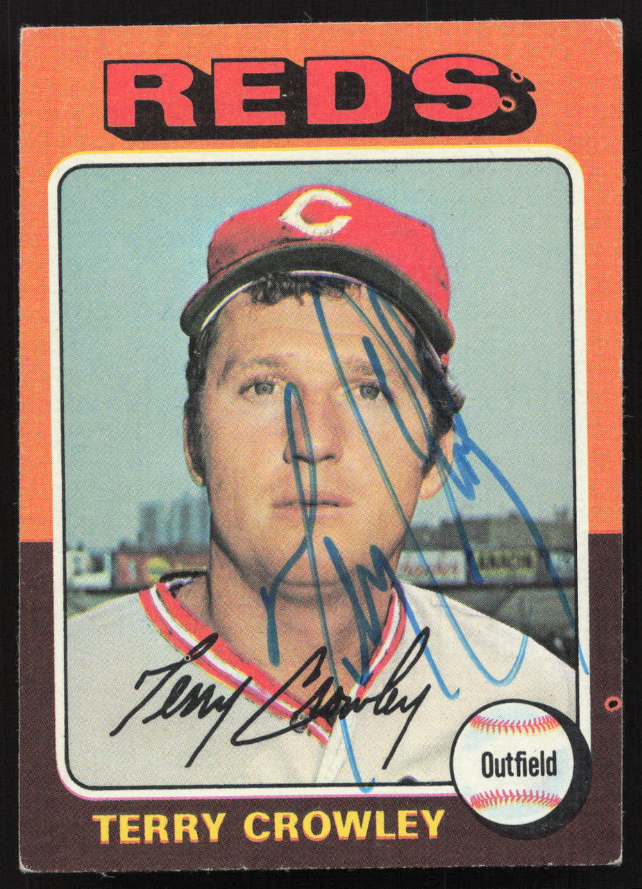 Terry Crowley Autographed 1975 Topps Card #447 Cincinnati Reds SKU #258602
