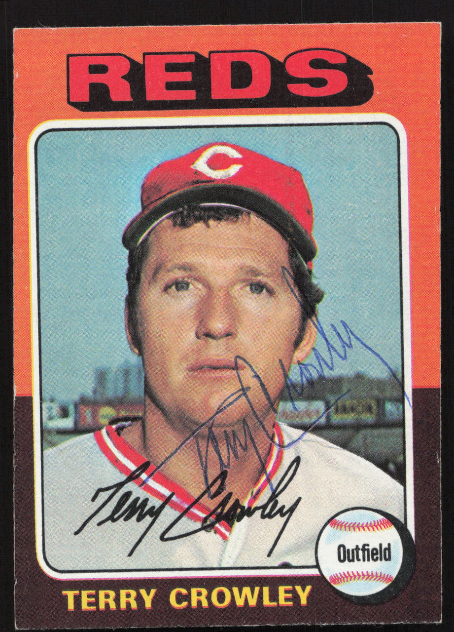 Terry Crowley Autographed 1975 Topps Card #447 Cincinnati Reds SKU #258603