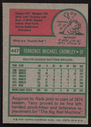 Terry Crowley Autographed 1975 Topps Card #447 Cincinnati Reds SKU #258603
