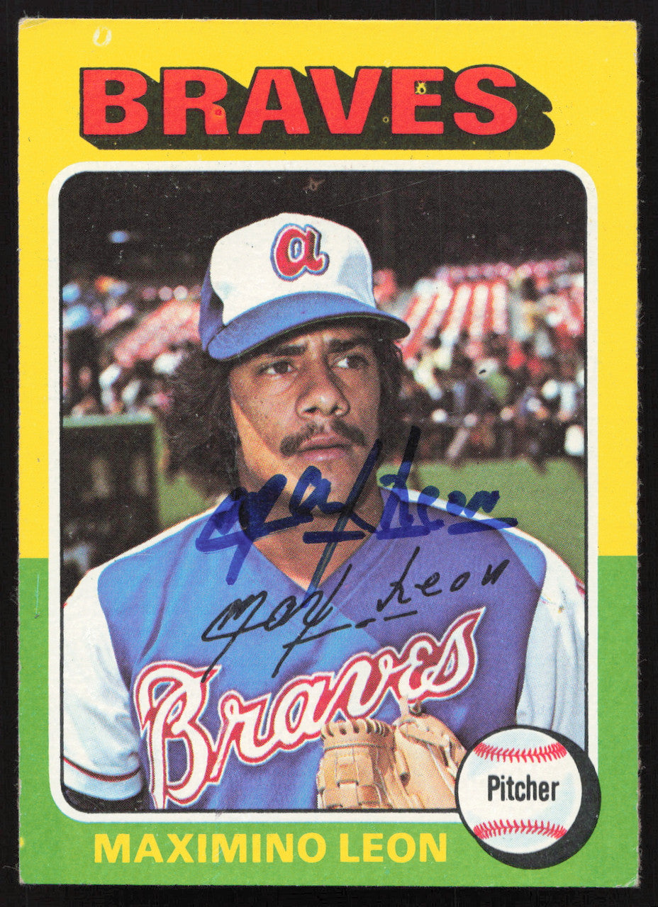 Maximino Leon Autographed 1975 Topps Card #442 Atlanta Braves SKU #258605