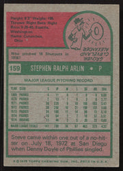 Steve Arlin Autographed 1975 Topps Card #159 Cleveland Indians SKU #258614