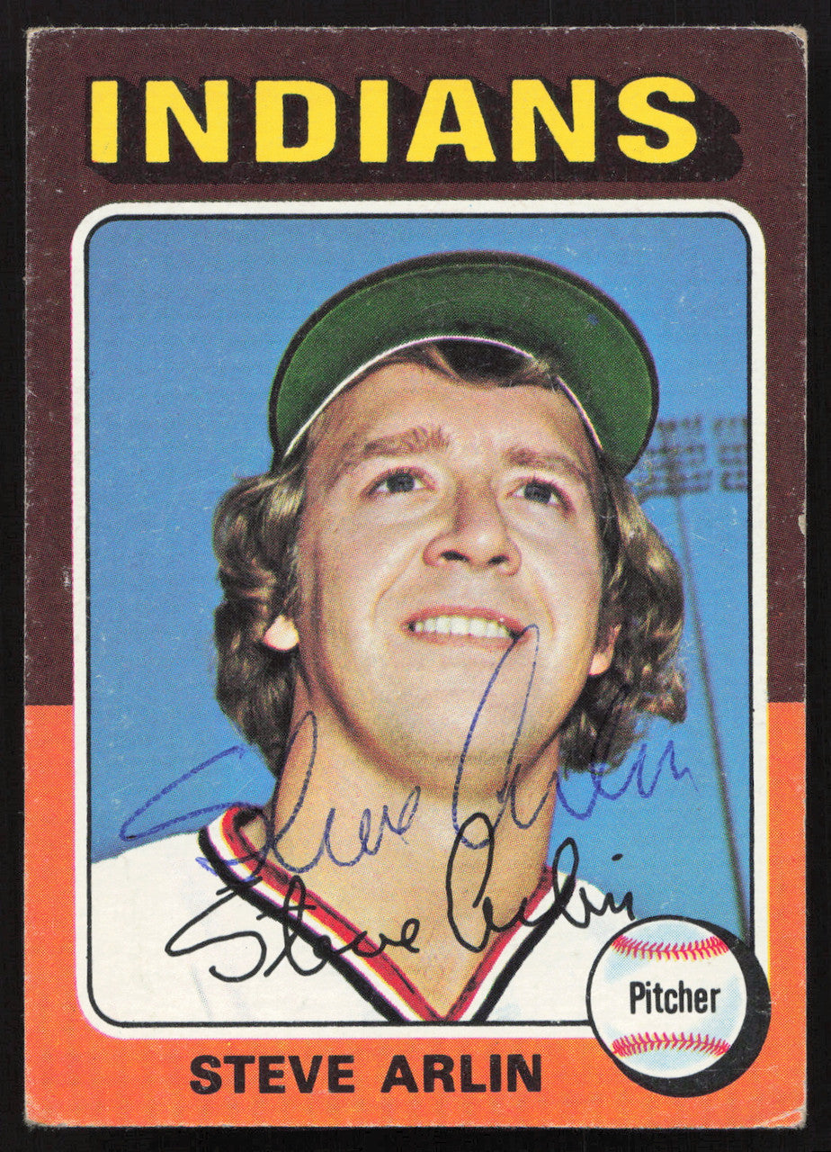 Steve Arlin Autographed 1975 Topps Card #159 Cleveland Indians SKU #258615