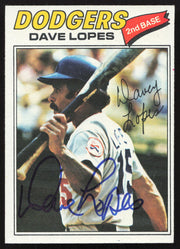 Dave Lopes Autographed 1977 Topps Card #180 Los Angeles Dodgers SKU #258641