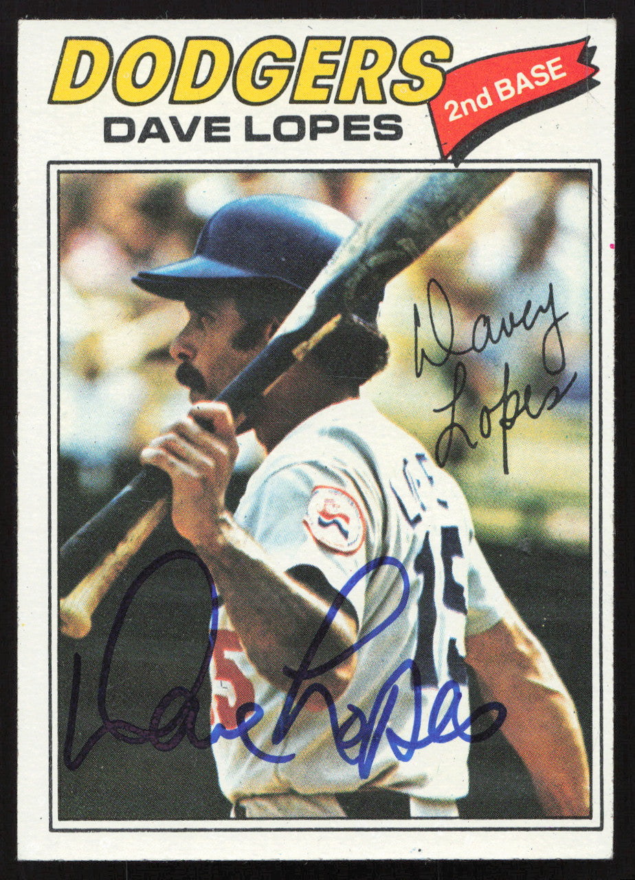 Dave Lopes Autographed 1977 Topps Card #180 Los Angeles Dodgers SKU #258641