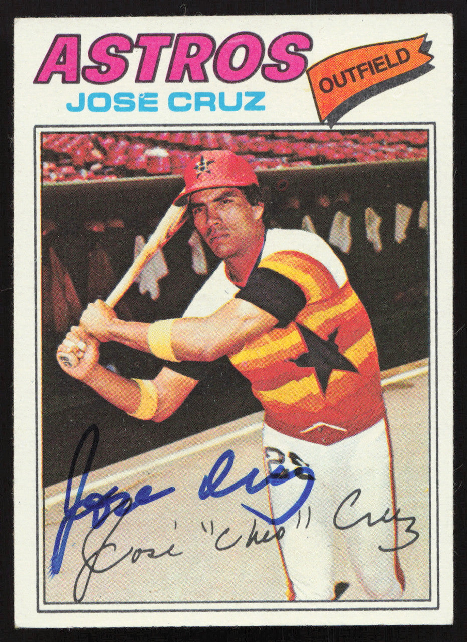 Jose Cruz Autographed 1977 Topps Card #42 Houston Astros SKU #258649