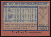 Tony Armas Autographed 1978 Topps Card #298 Oakland A's SKU #258666