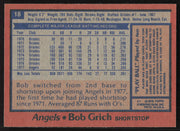 Bob Bobby Grich Autographed 1978 Topps Card #18 California Angels SKU #258670