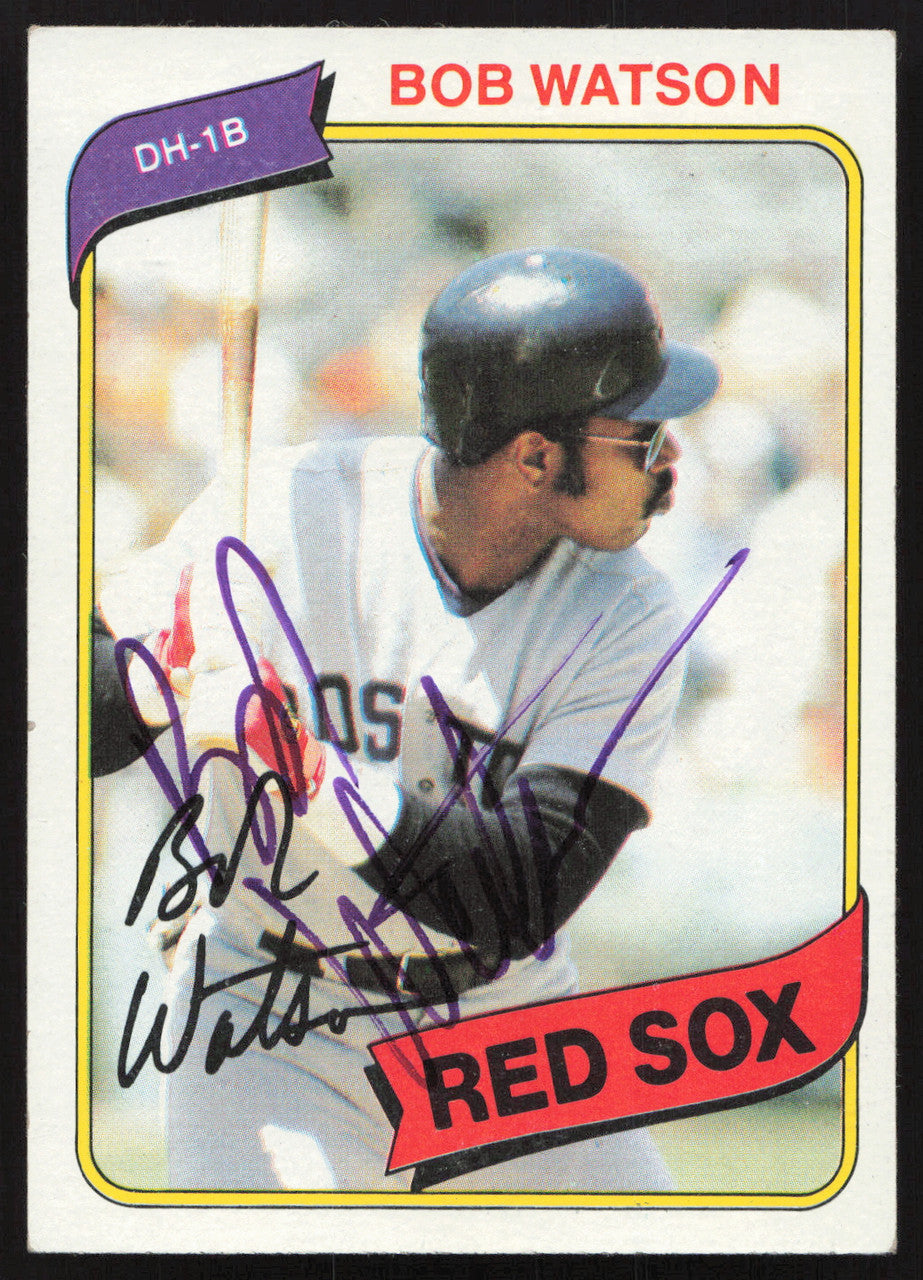 Bob Watson Autographed 1980 Topps Card #480 Boston Red Sox SKU #258678