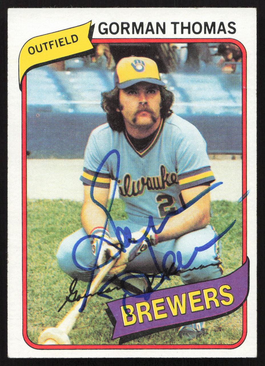 Gorman Thomas Autographed 1980 Topps Card #623 Milwaukee Brewers SKU #258679