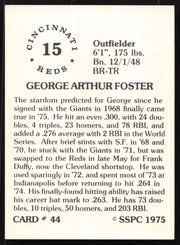 George Foster Autographed 1975-76 SSPC Card #44 Cincinnati Reds SKU #258748