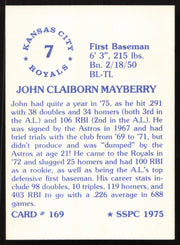 John Mayberry Autographed 1975-76 SSPC Card #169 Kansas City Royals SKU #258761