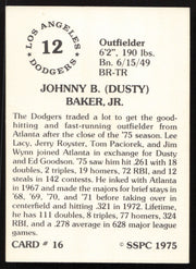Dusty Baker Autographed 1975-76 SSPC Card #16 Atlanta Braves SKU #258763