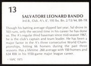Sal Bando Autographed 1975 SSPC Card #13 Oakland A's SKU #258776