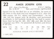 Amos Otis Autographed 1975 SSPC Card #22 Kansas City Royals SKU #258778