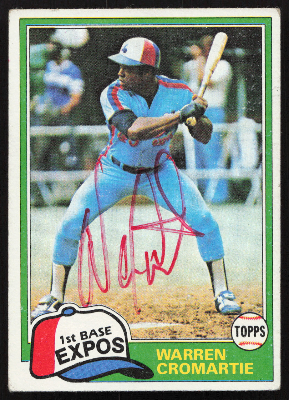 Warren Cromartie Autographed 1981 Topps Card #345 Montreal Expos SKU #258795