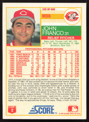 John Franco Autographed 1988 Score Card #535 Cincinnati Reds SKU #258822