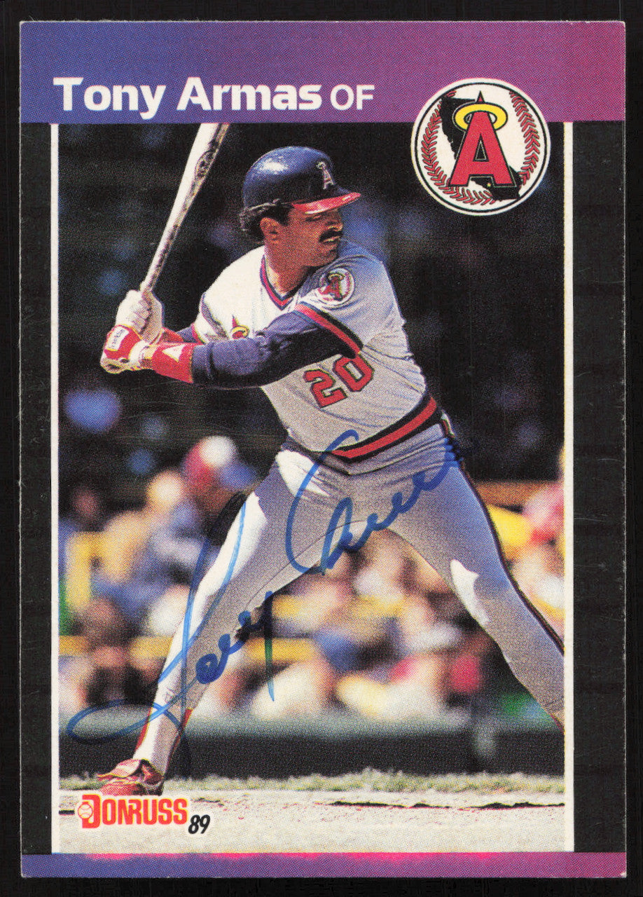 Tony Armas Autographed 1989 Donruss Card #580 California Angels SKU #258823