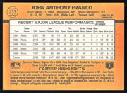 John Franco Autographed 1989 Donruss Card #233 Cincinnati Reds SKU #258824