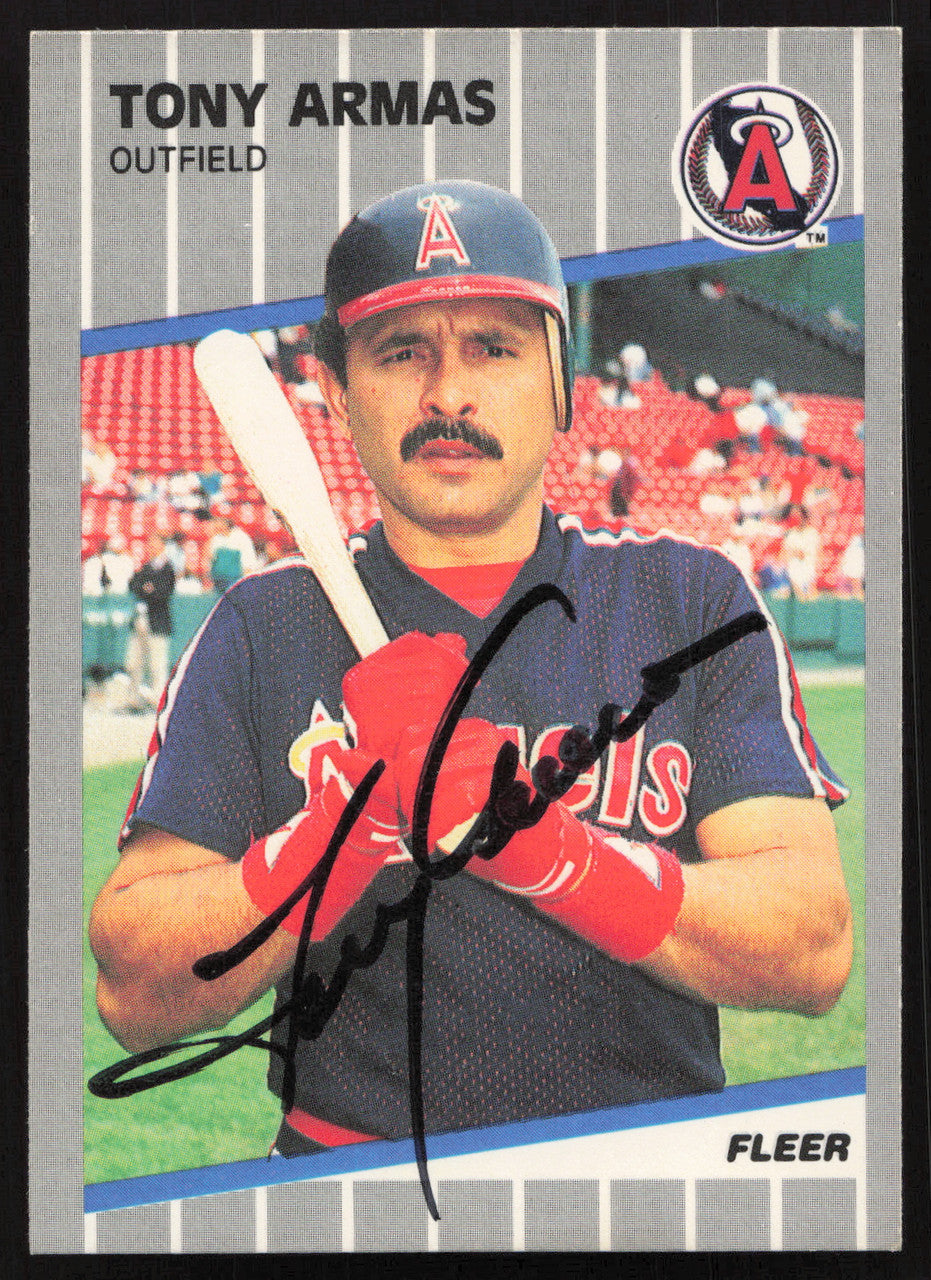 Tony Armas Autographed 1989 Fleer Card #467 California Angels SKU #258825