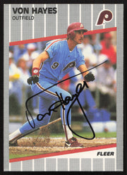 Von Hayes Autographed 1989 Fleer Card #571 Philadelphia Philles SKU #258826