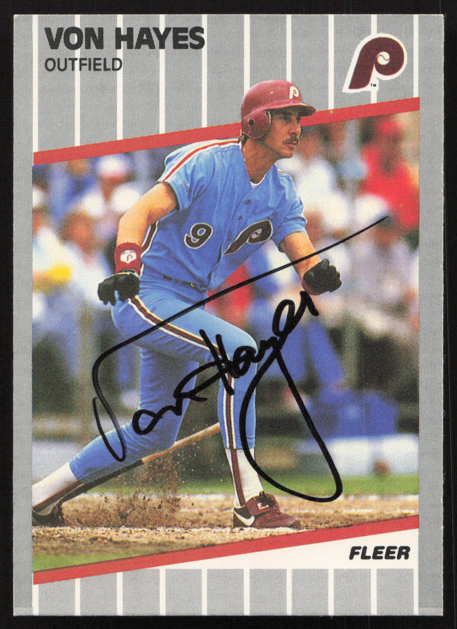 Von Hayes Autographed 1989 Fleer Card #571 Philadelphia Philles SKU #258826