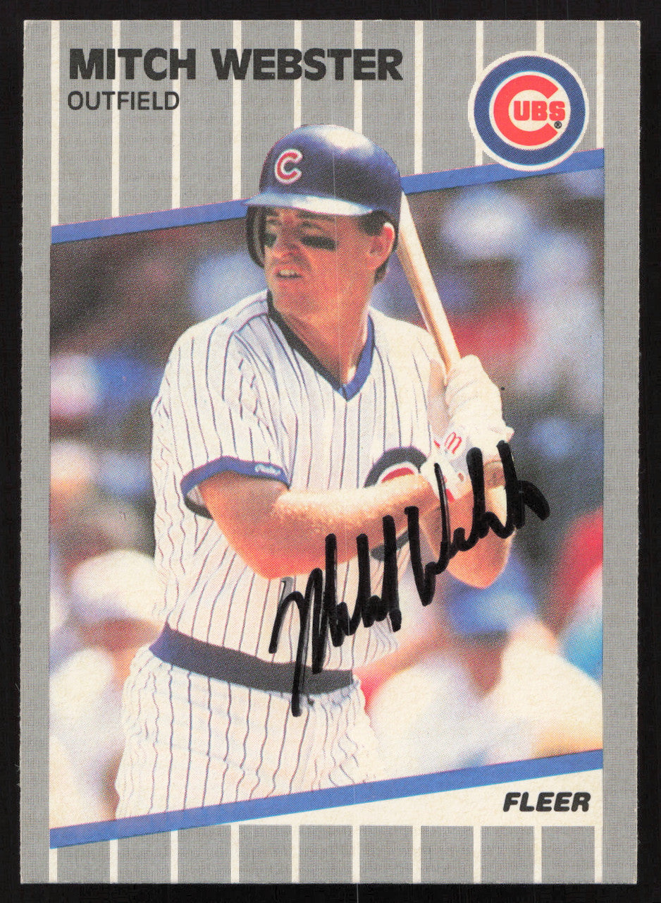 Mitch Webster Autographed 1989 Fleer Card #442 Chicago Cubs SKU #258830