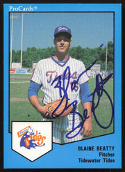 Blaine Beatty Autographed 1989 ProCards Rookie Card #1964 Tidewater Tides SKU #258833