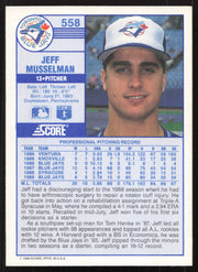 Jeff Musselman Autographed 1989 Score Card #558 Toronto Blue Jays SKU #258835