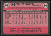 Mitch Webster Autographed 1989 Topps Card #36 Chicago Cubs SKU #258837
