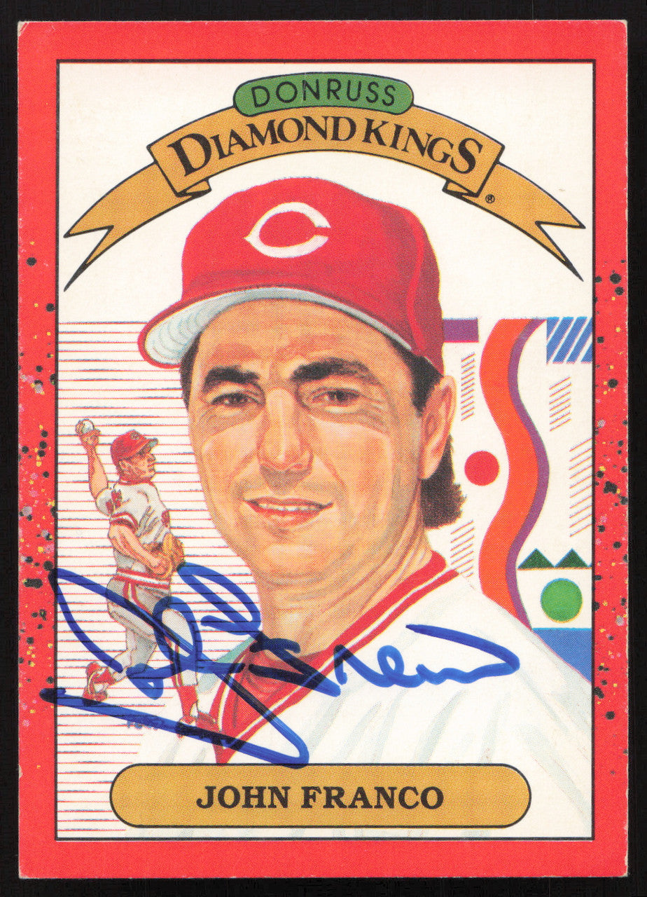 John Franco Autographed 1990 Donruss Diamond Kings Card #14 Cincinnati Reds SKU #258839