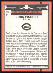 John Franco Autographed 1990 Donruss Diamond Kings Card #14 Cincinnati Reds SKU #258839