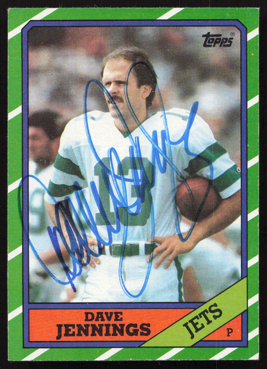 Dave Jennings Autographed 1986 Topps Card #110 New York Jets SKU #258858