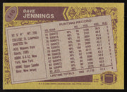 Dave Jennings Autographed 1986 Topps Card #110 New York Jets SKU #258858
