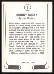 John Johnny Bucyk Autographed 1981 TCMA Card #5 Boston Bruins SKU #258871